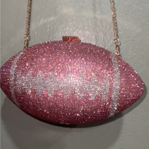 Glamorous Pink and Silver Football Clutch - Picture 4 of 8